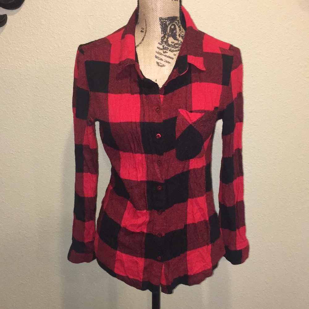 Rue 21 plaid long sleeve shirt sz M